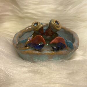 Pottery Art Ceramic Derpy Little‎ Crab Trinket Dish by DeGuzman Collectible